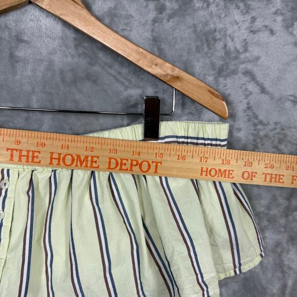 Anthropologie Strapless Crop Boxer Top and Skirt Set XL Green Striped Beachy - Picture 15 of 16